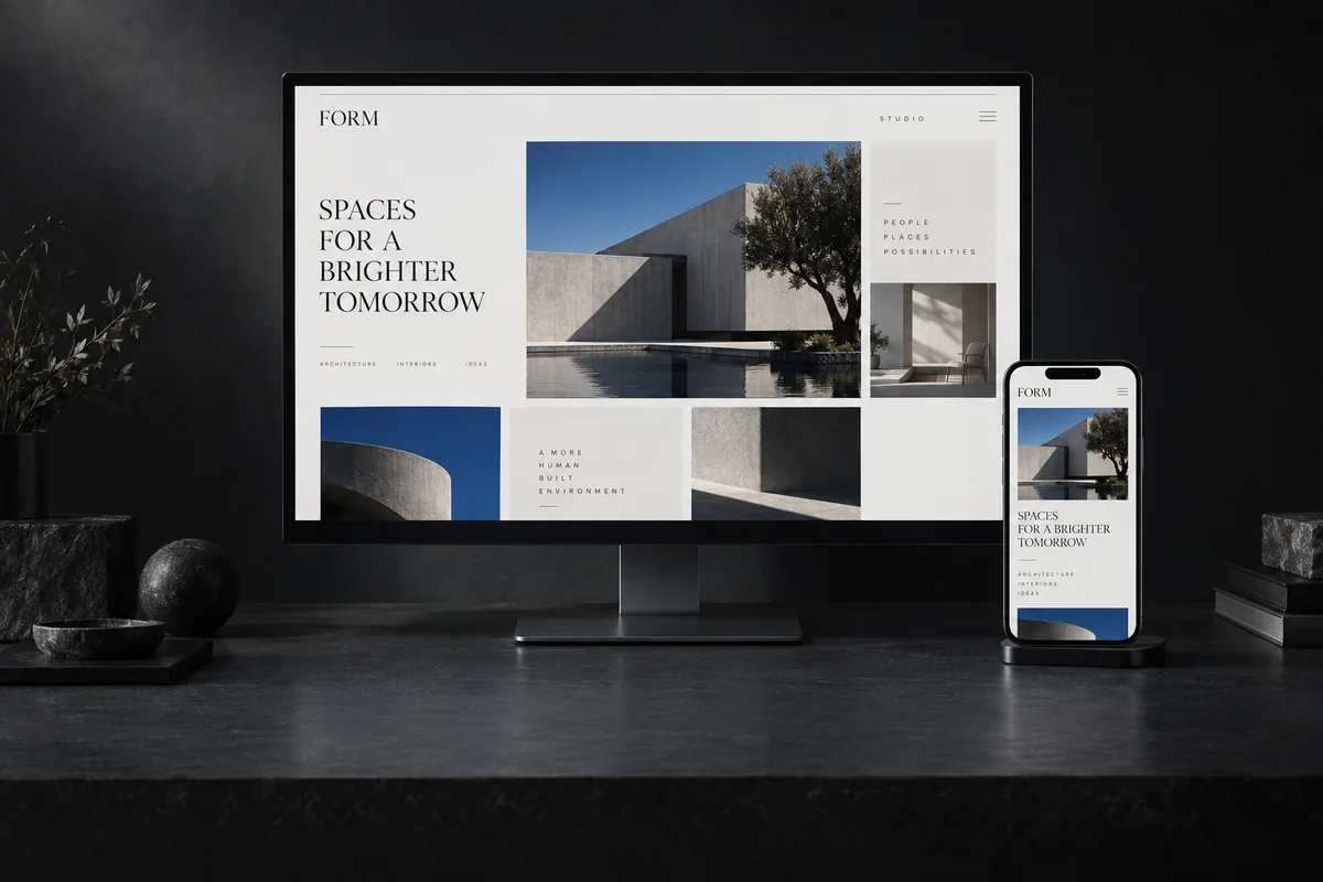 Aynı web sitesinin masaüstü ve telefon ekranlarına uyarlanan sayfa tasarımı.